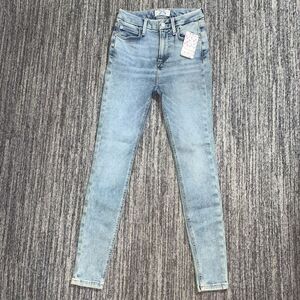 Free People Women Light Blue Stretch Zippered Pocketed Skinny High Waist Jeans 2